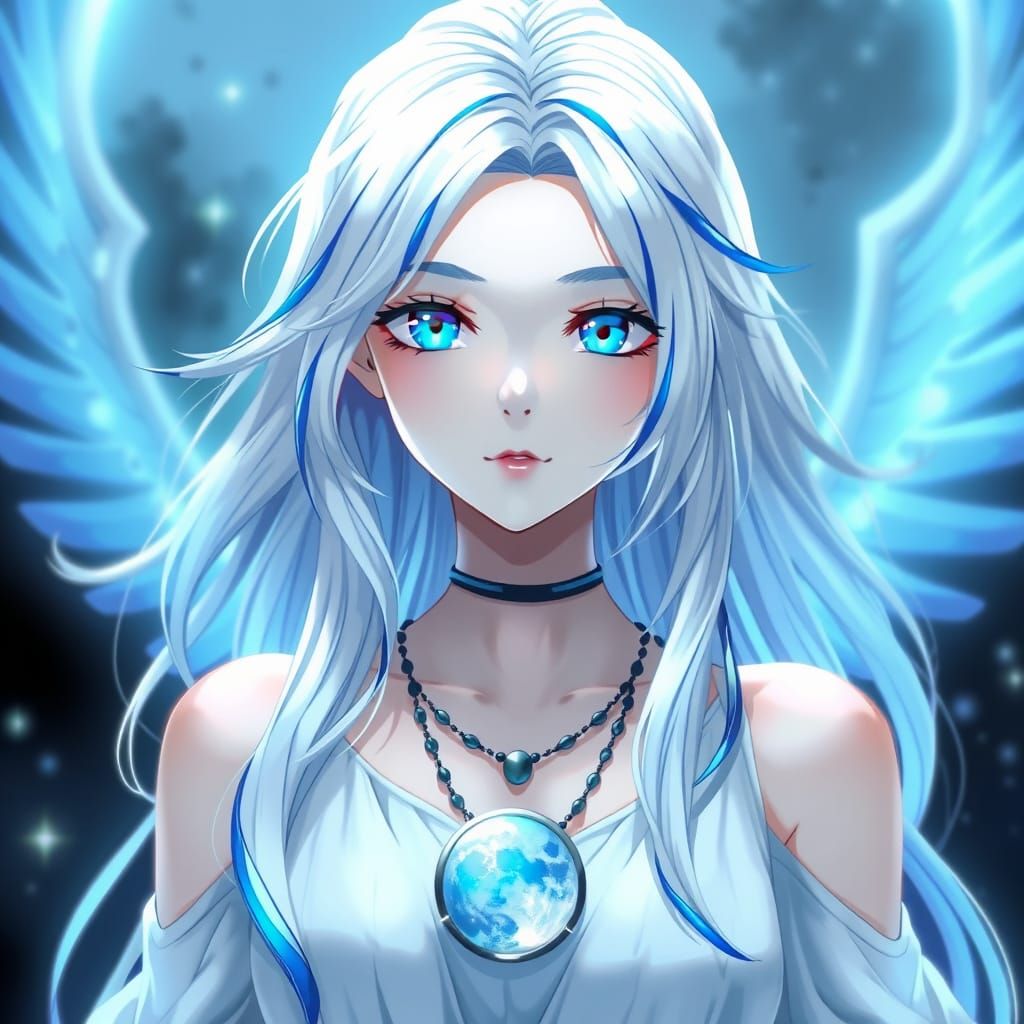 Luminous Goddess of the Moon in Vibrant Anime Style