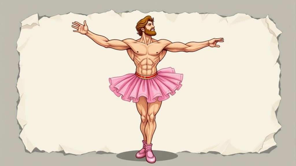 Muscular Hercules Dances Ballet in Pink Tutu