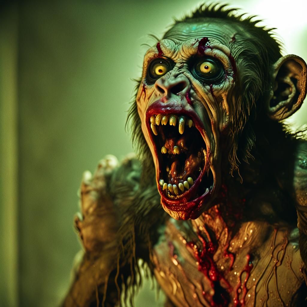 Cyberpunk-Style Horror Figure Suffers Agony in Neon-Lit Cham...