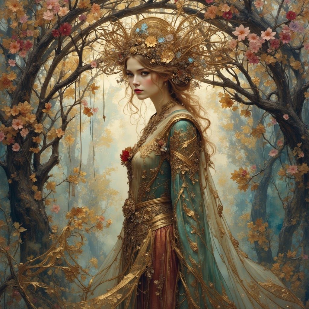 Art Nouveau Marionette in Watercolor Style