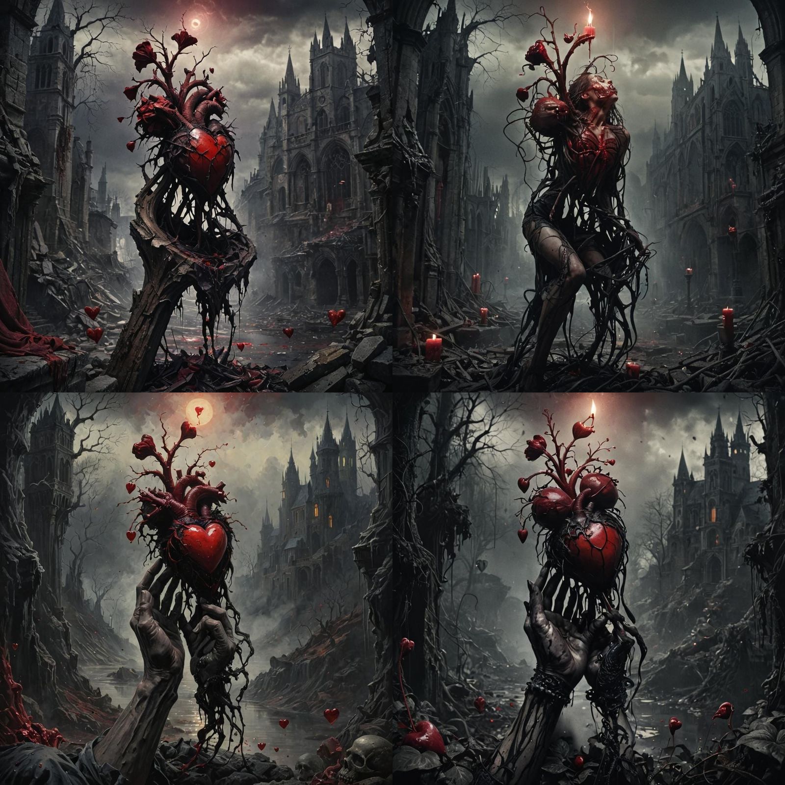 Bleeding Heart in Gothic Horror Style