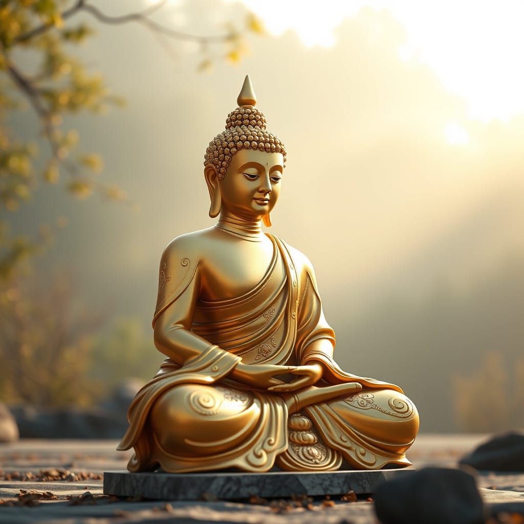 Golden Buddha in Contemplative Meditation