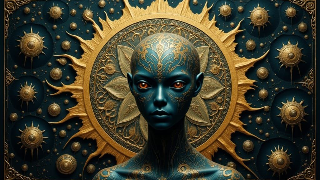 Alien Mandala Portrait in Dynamic Lighting