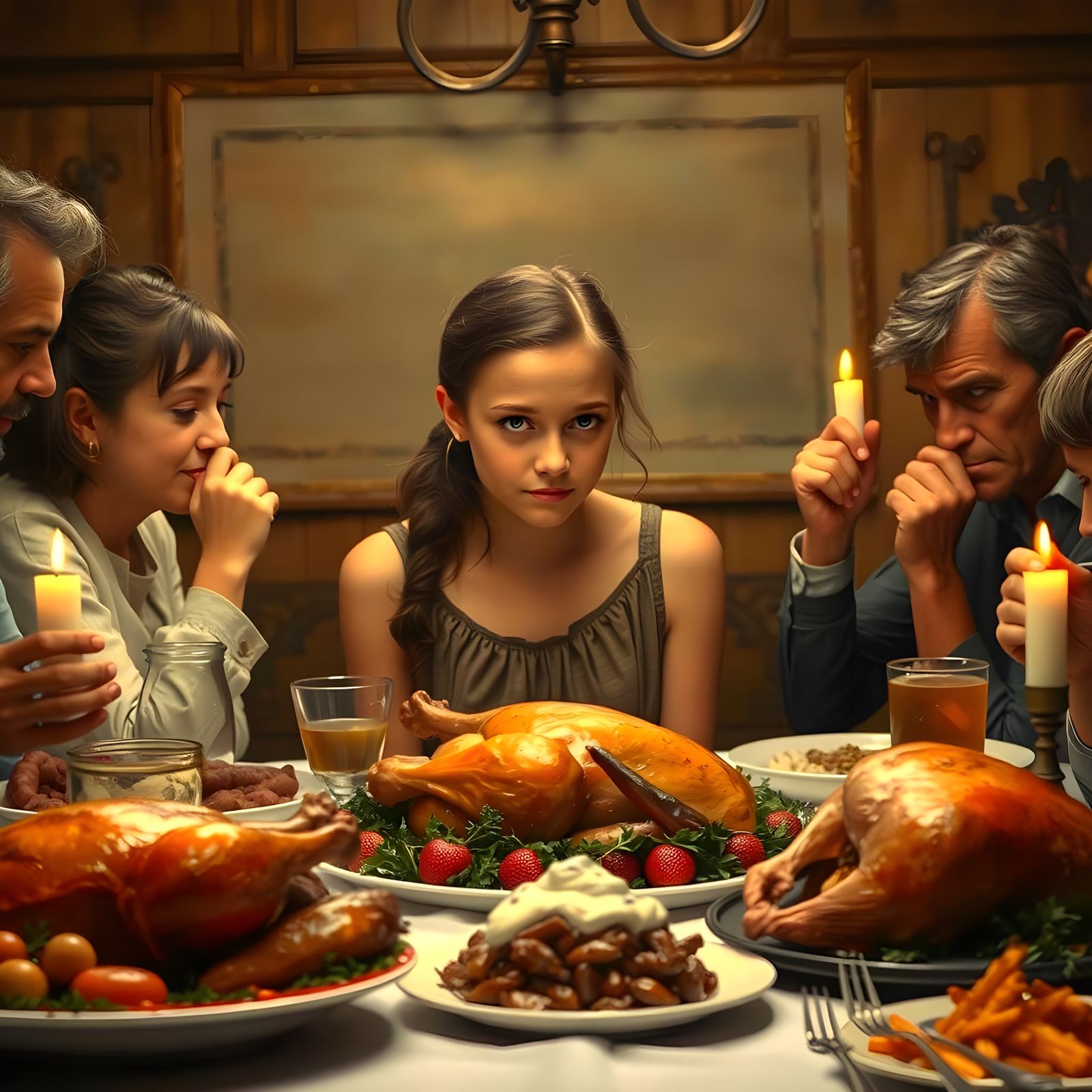 Humorous Thanksgiving Dinner Painting Gone Wrong