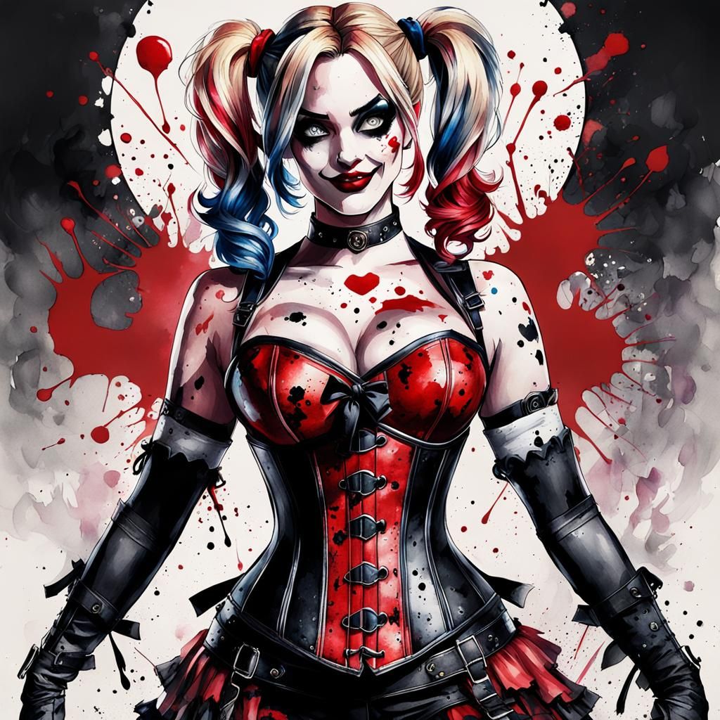watercolor Harley Quinn