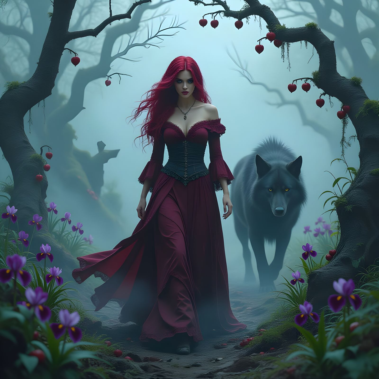 Possessed Woman in Enchanted Forest: Surreal Digital Art