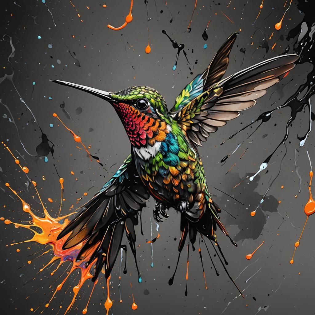 Hummingbird T-Shirt Design with Hyperdetailed Eyes