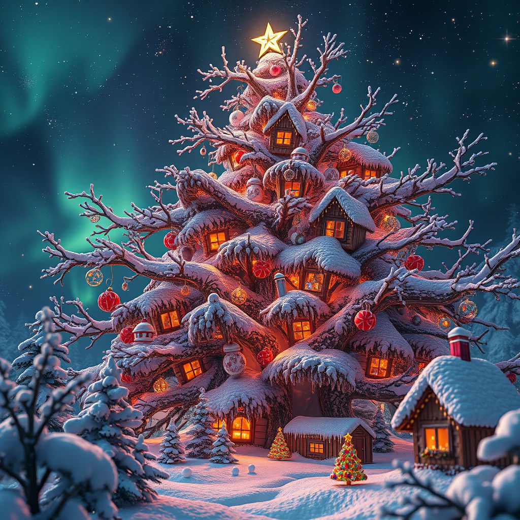 Christmas Tree with Cookies in Fantasy Style