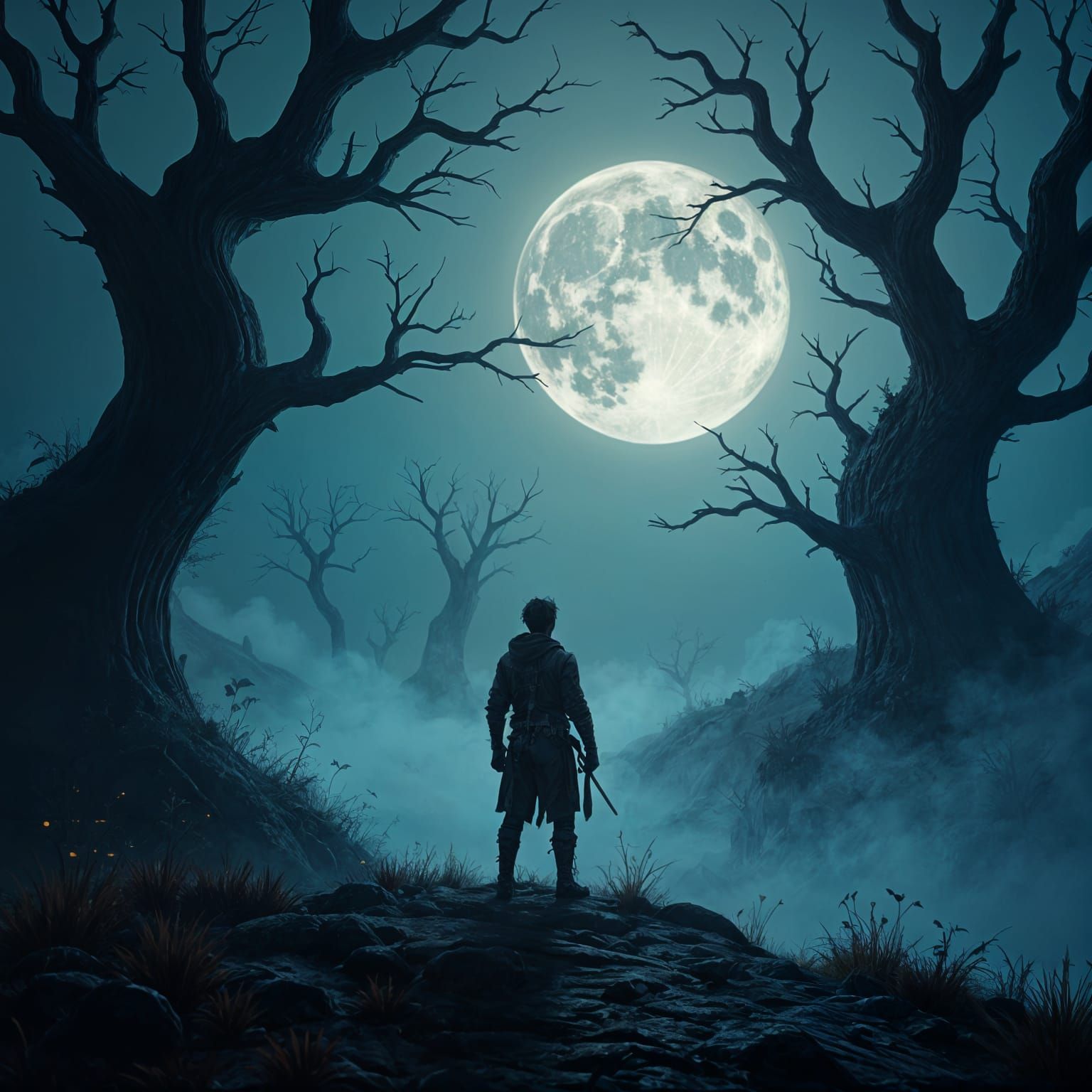 Halloween Night Fighter in Detailed Matte Painting