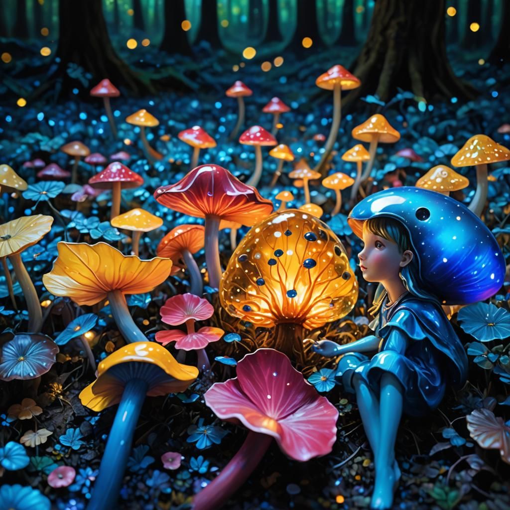 Galactic Figurine in a Magical Autumn Forest