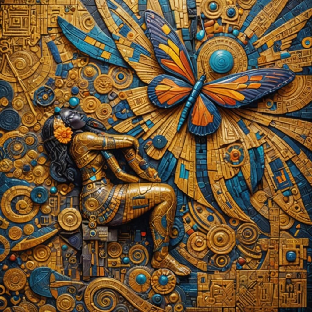 Aztec Obsidian Butterfly  Goddess Ītzpāpalōtl altar piece by...