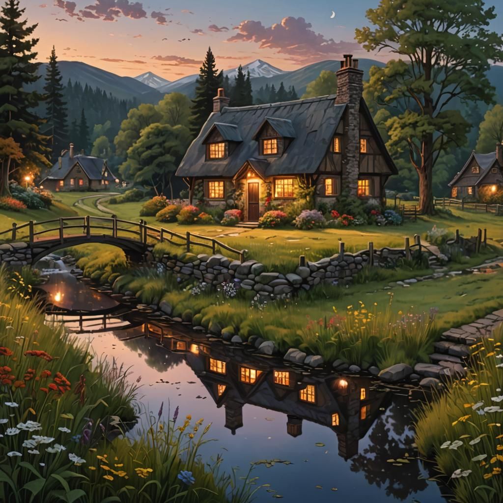 Cozy Cottage in Twilight Meadow