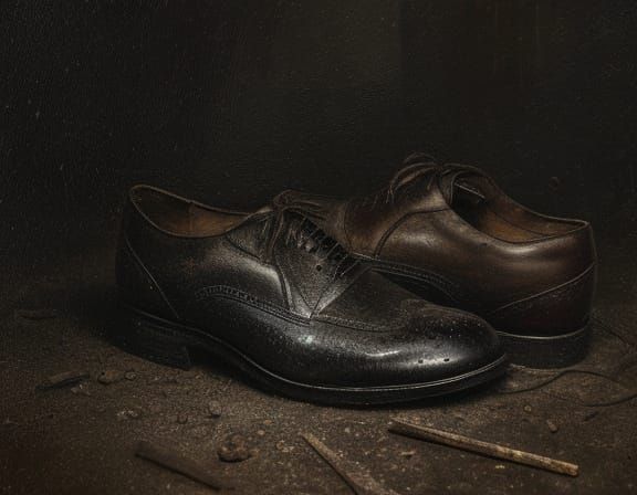 Dark Surrealist Shoe in Oil Painting Style