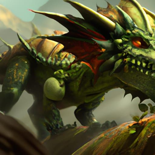 Avocado Dragon in Dark Fantasy Concept Art