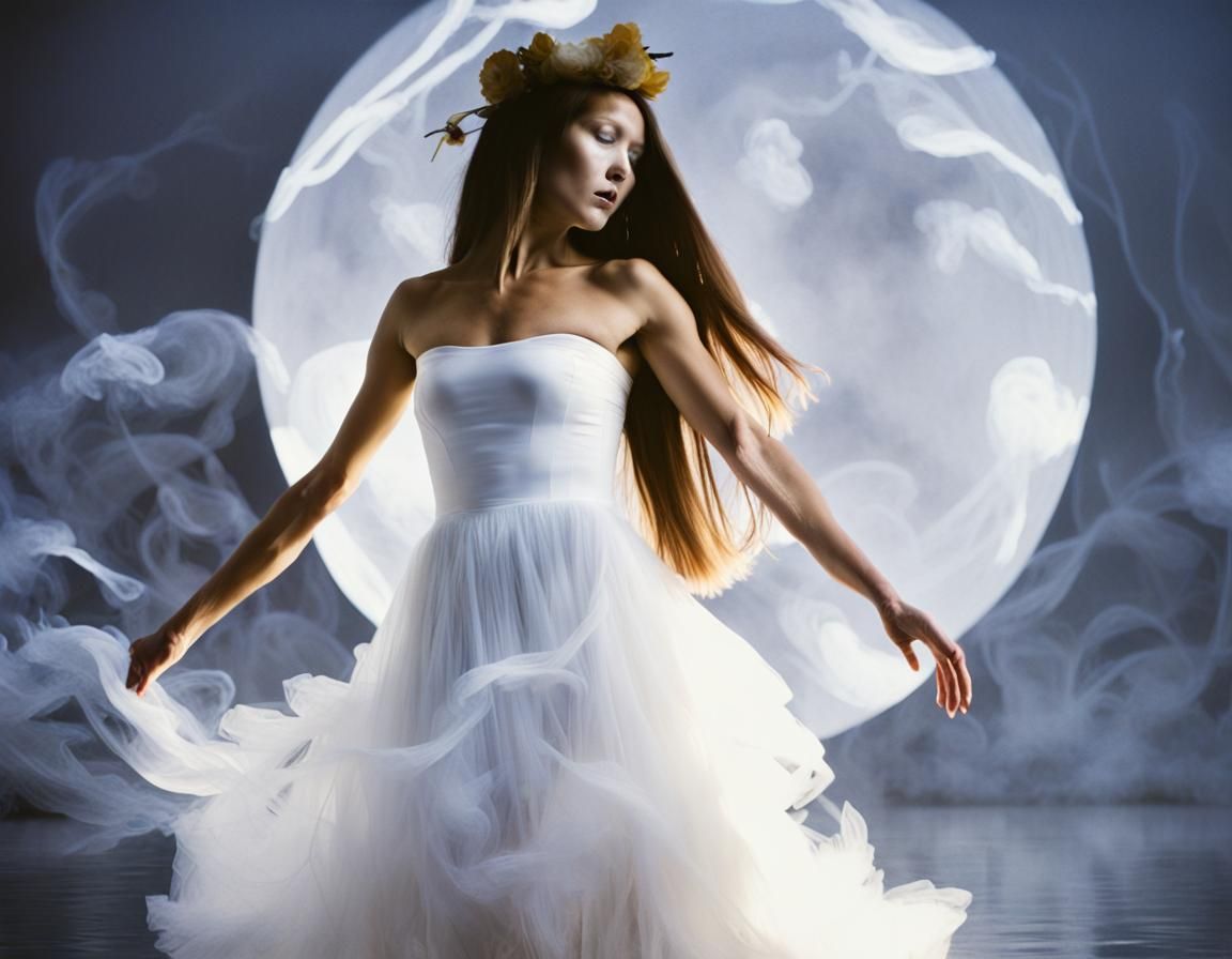 Masked Dance on River Boat in Double Exposure