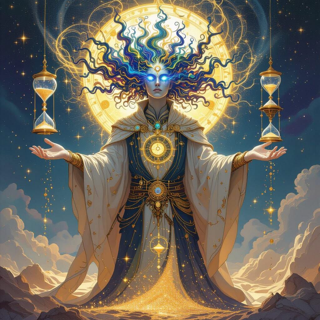 God of Time Embodiment in Symbolic Surrealism