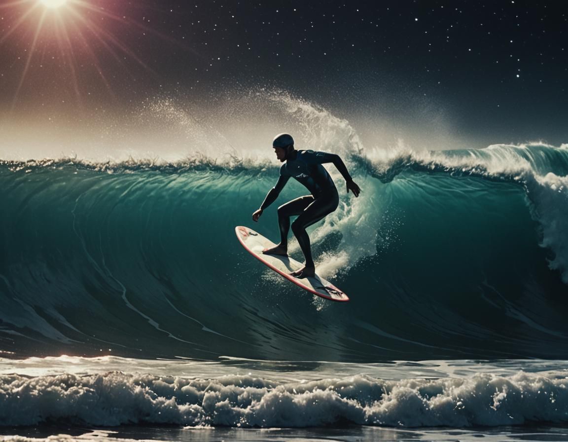 Cosmic Surfer: Cinematic Film Still