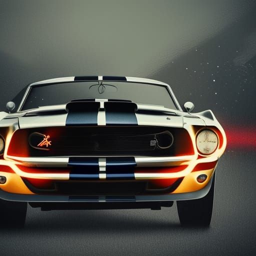 Ford Mustang Shelby GT500 with Neon Glow, Digital Art