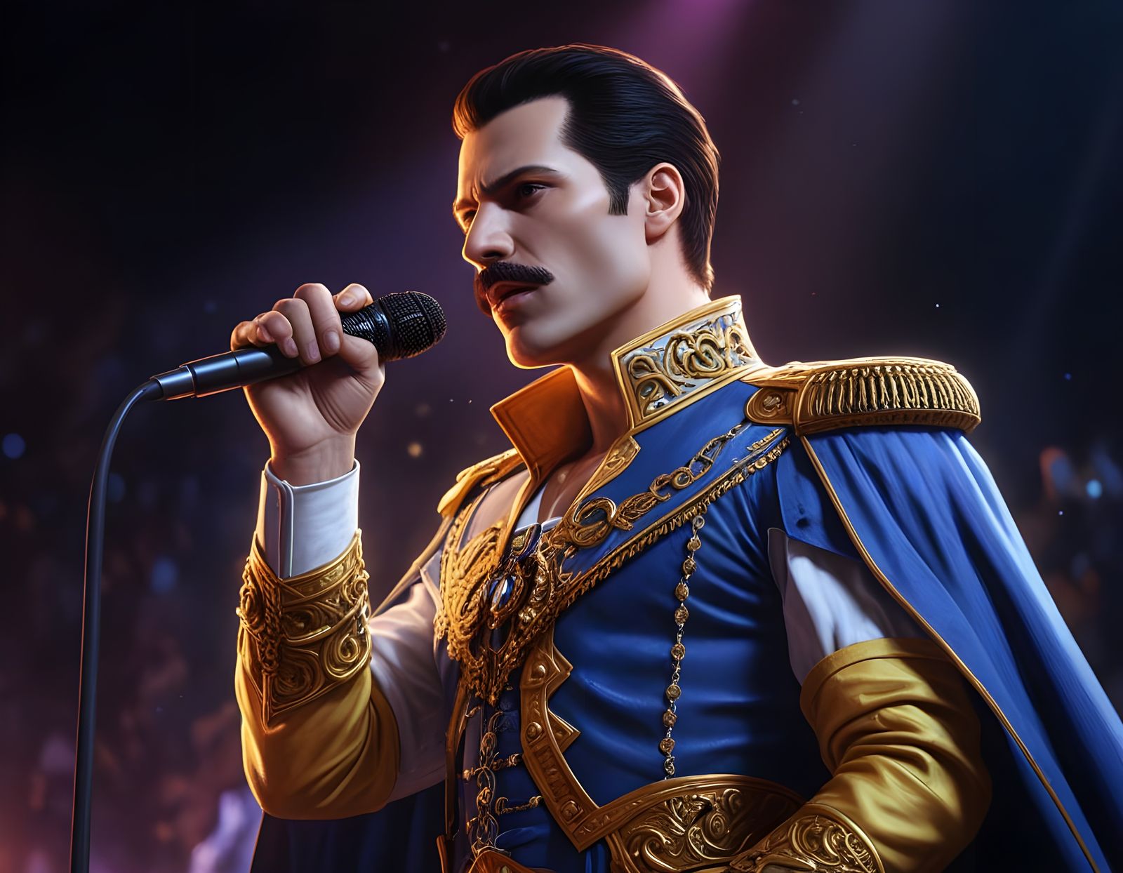 Freddie Mercury Rocks the Stage in Vibrant Digital Art