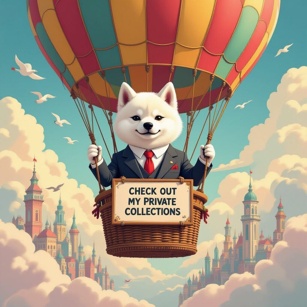 Albino Shiba Inu's Surreal Cityscape Flight
