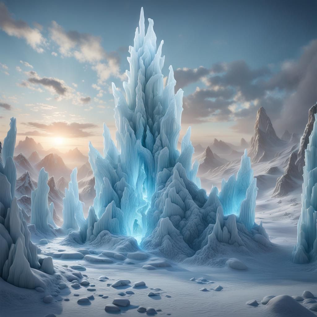 Magical Polar Realm with Crystalline Ice Sculptures