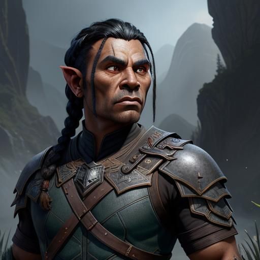 Half-Orc Portrait: Detailed Matte Painting in 8K
