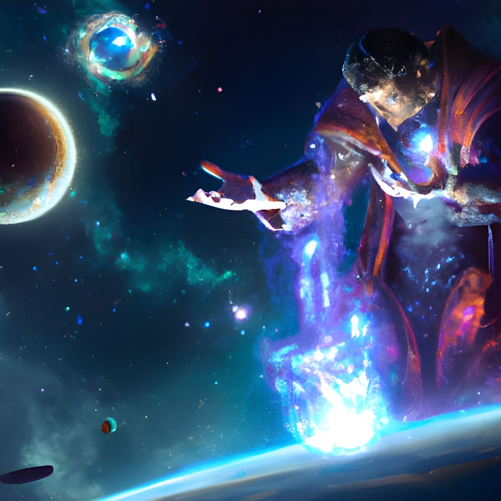 God Creating Universe: Hyperrealistic Dark Fantasy Concept A...