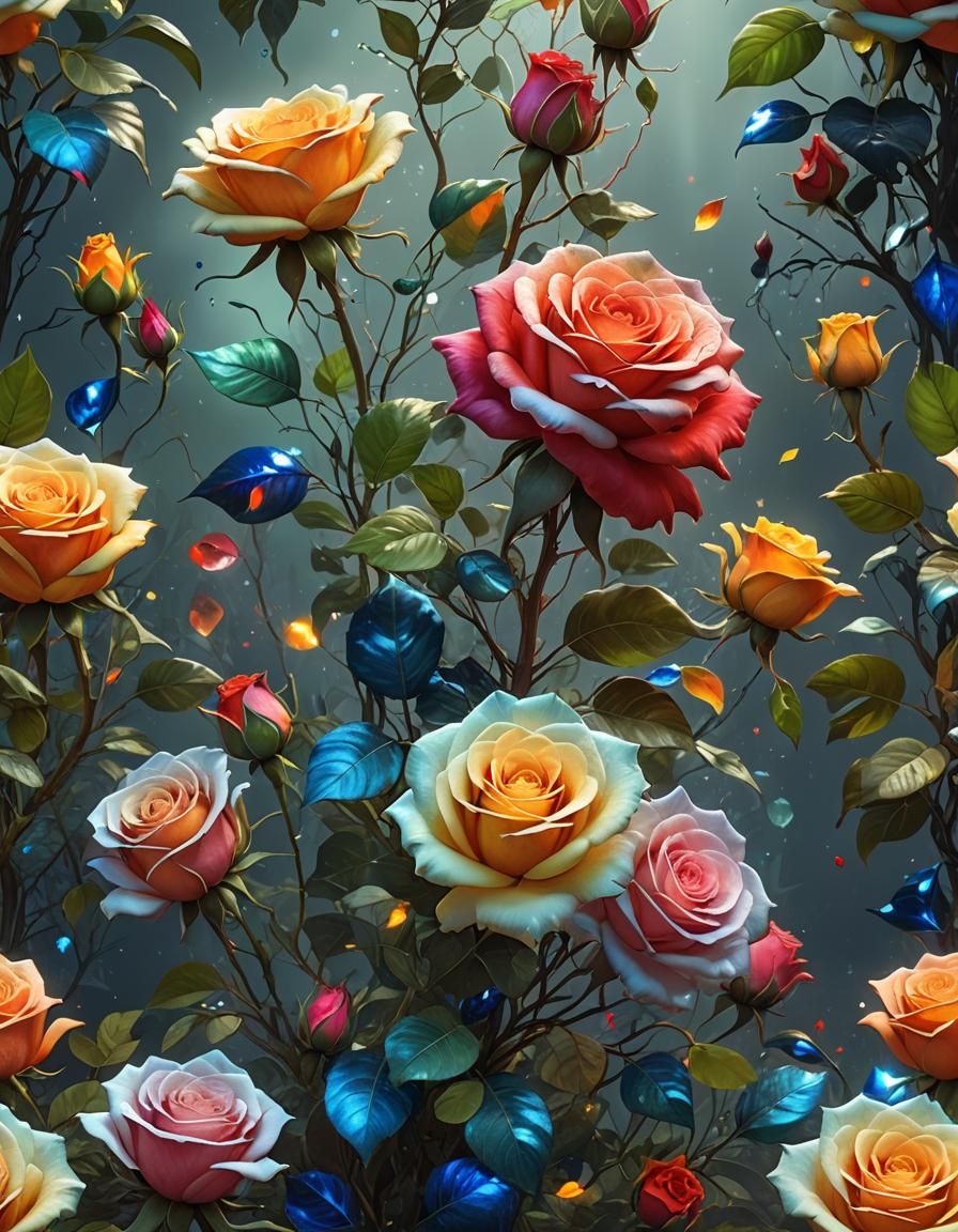 Surreal Glowing Rose in Transparent Detail