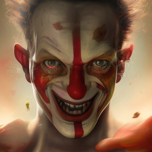 Terrifying Clown Portrait with Oozing Worms