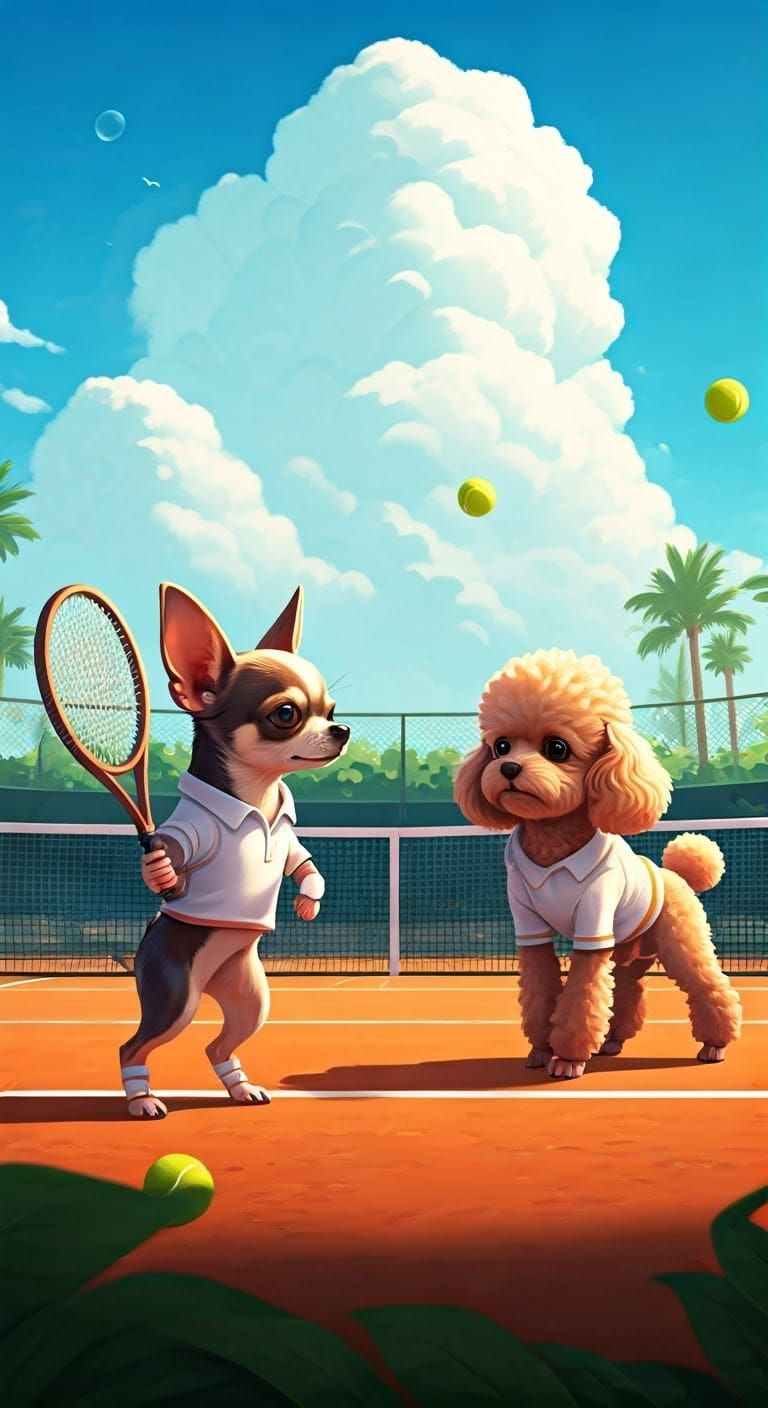 Tennis Showdown: Tiny Paws, Big Spirit