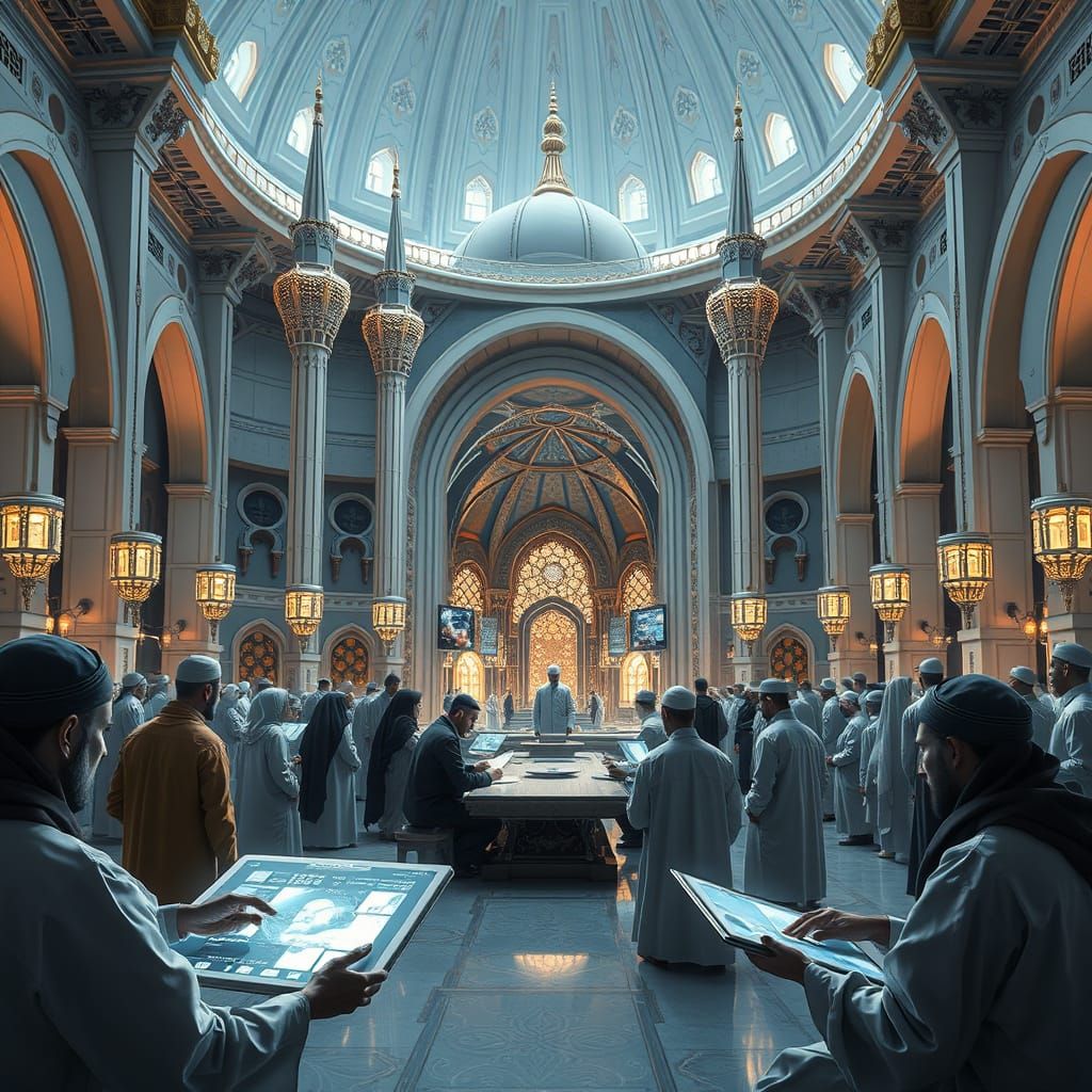 Futuristic Islamic University in Hyperrealist Style