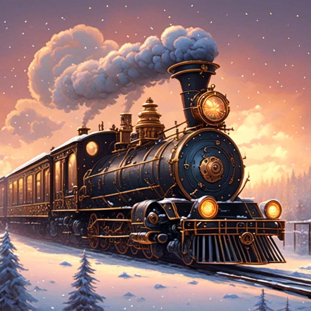 Steampunk Winter Train in Unreal Engine Style