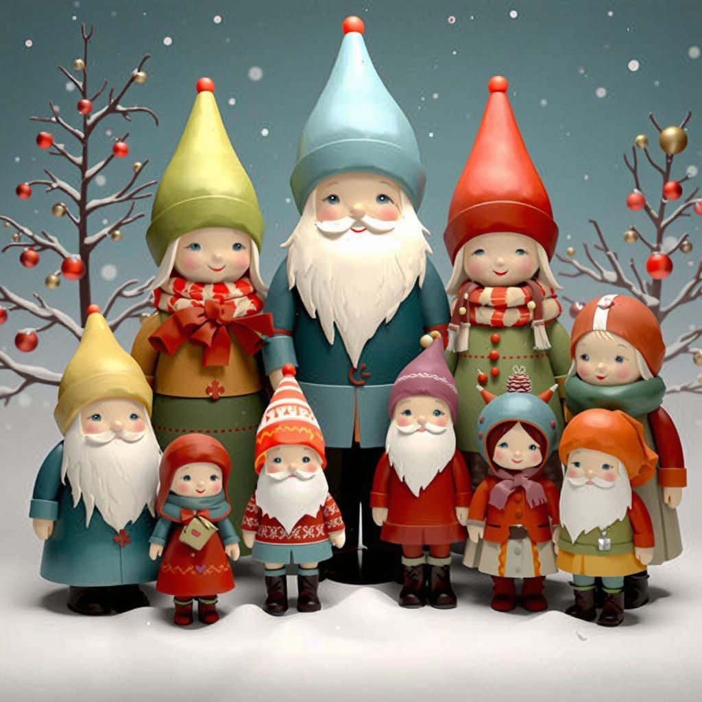 Whimsical Holiday Sprite in Vibrant Dreamlike Style