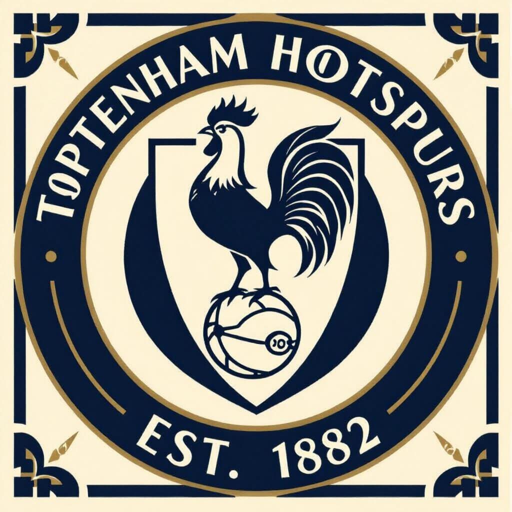 Retro Tottenham Hotspur Logo Redesign in Art Deco Style