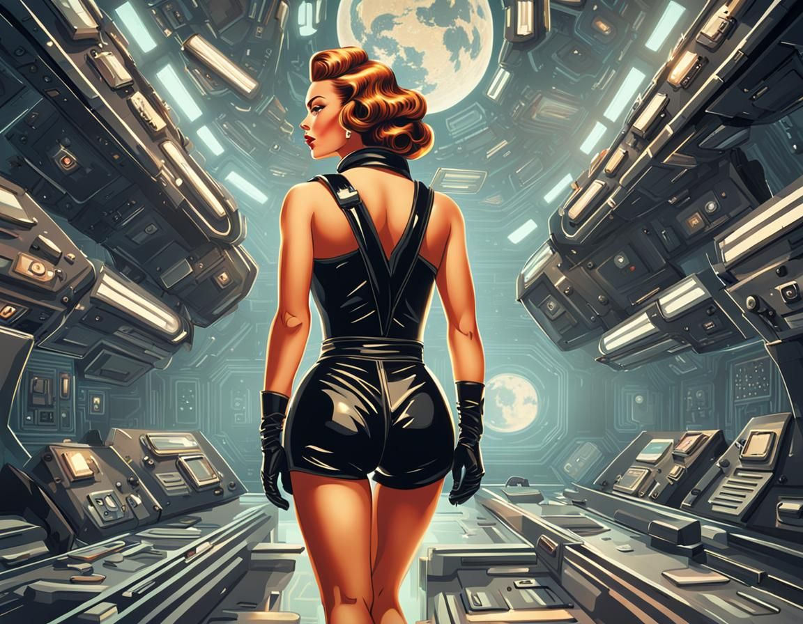 Retro-Futuristic Pin-Up Girl Explorer
