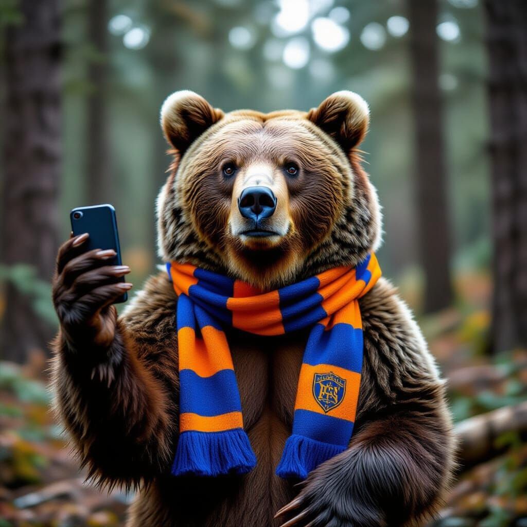 Majestic Brown Bear Launches Cellphone to Space
