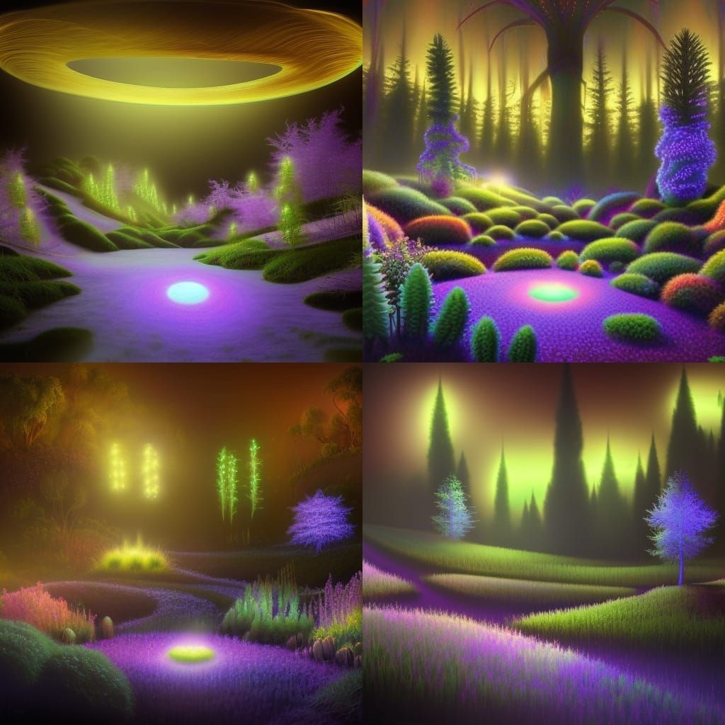 Bioluminescent Futuristic Marijuana Garden in Digital Matte ...