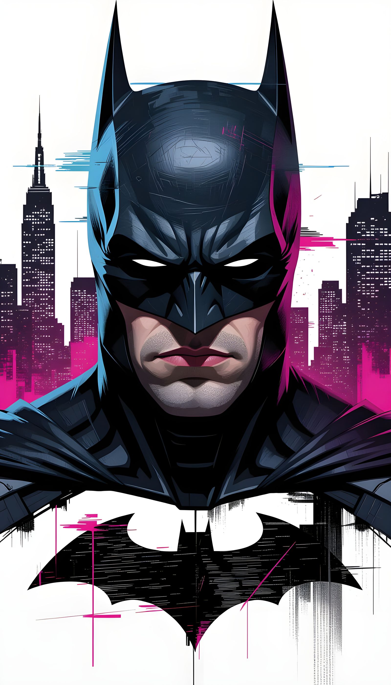 Batman Glitch Art Portrait in Cyberpunk Style