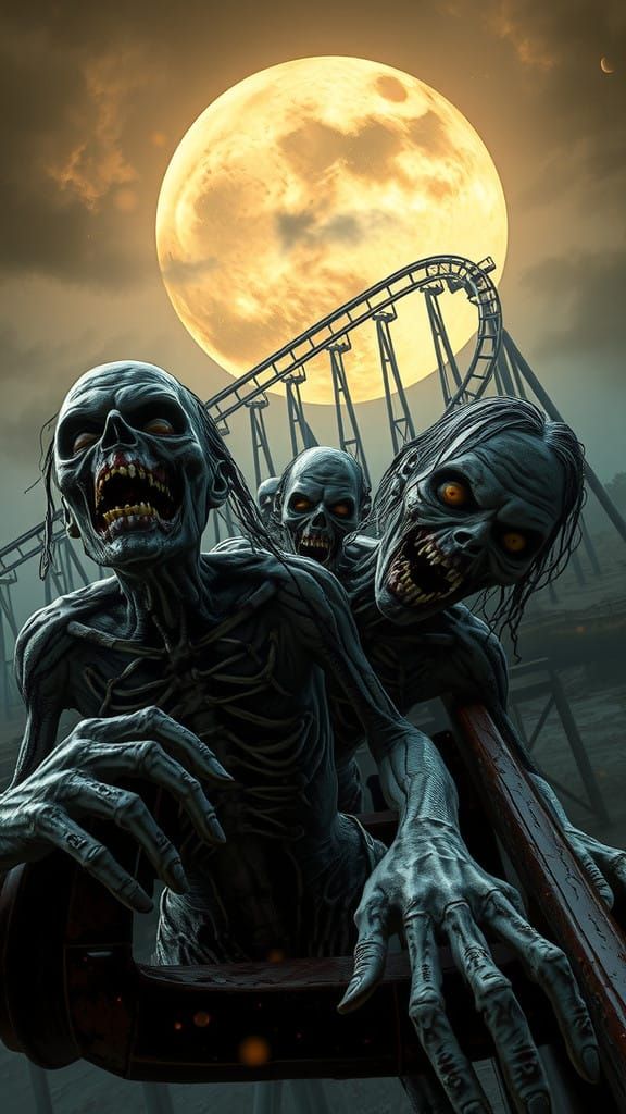 Post-Apocalyptic Roller Coaster Ride in a Desolate Zombie La...