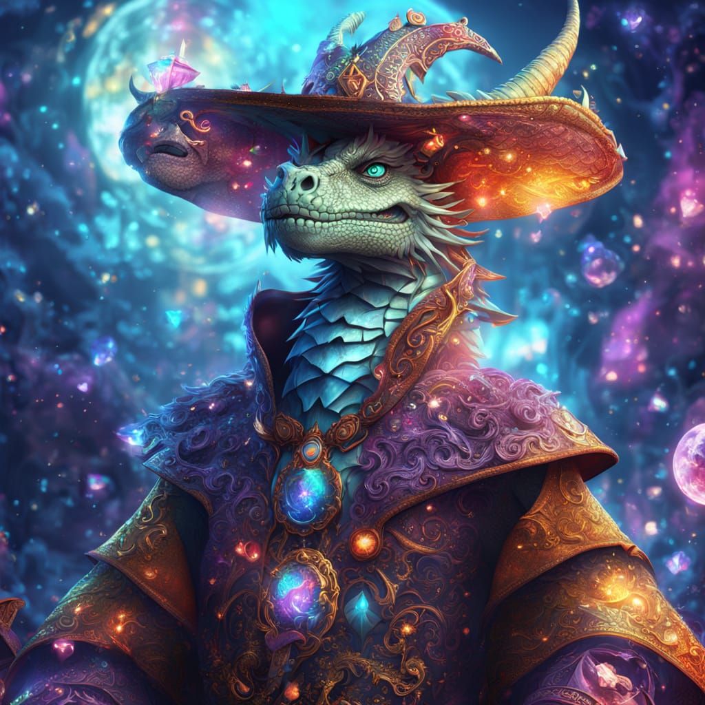 Anime Dragon Warlock in Surreal Digital Art Style