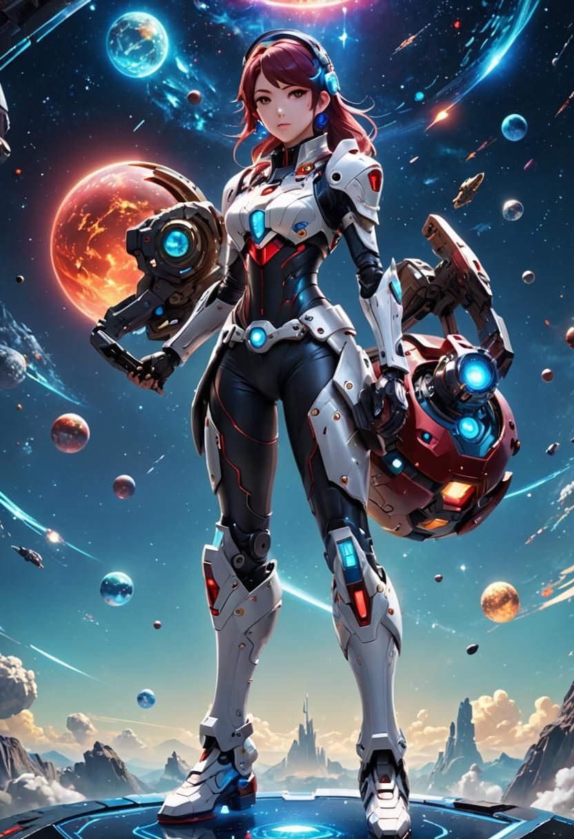 Nintendo Switch Console as Anime Girl in Space