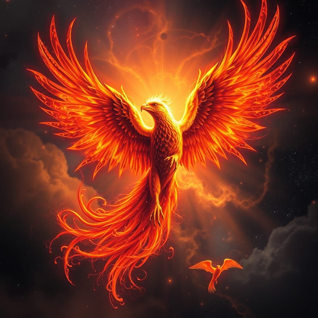 Phoenix Nebula Soaring Through Cosmos in Cosmic Art
