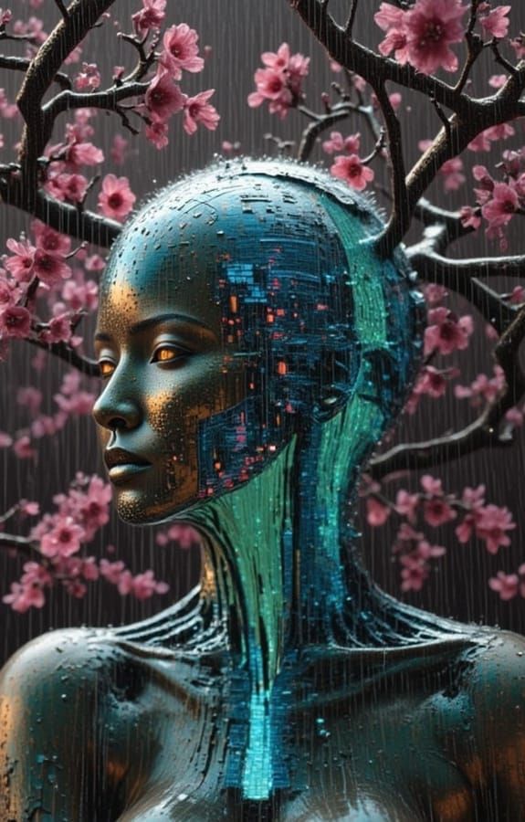 Humanoid Pixel Skeleton Portrait in Sci-Fi Style