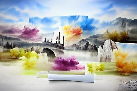 Matte Watercolor Painting with Acrylic Accents