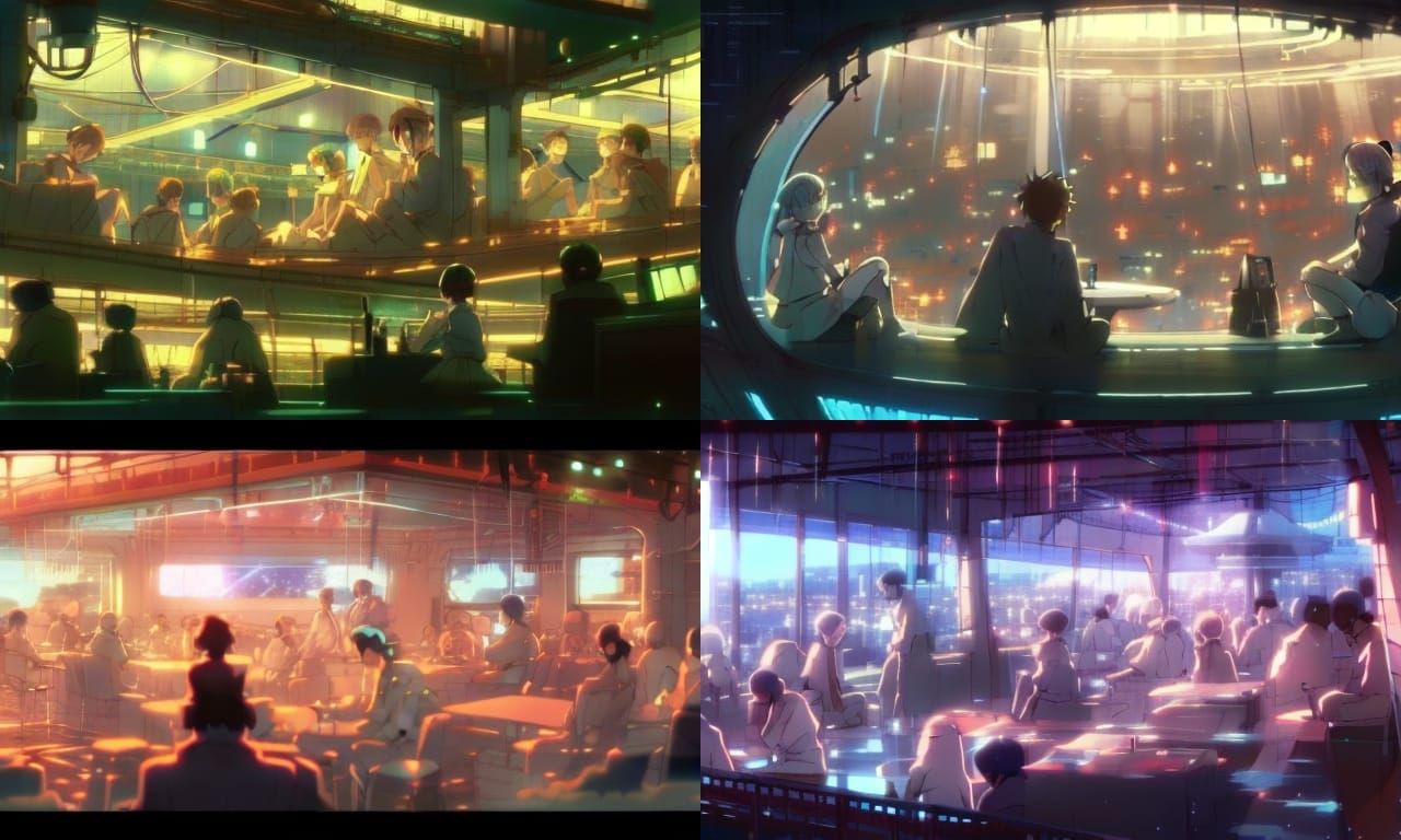 Cyberpunk Night Lounge: Anime-Inspired Digital Art