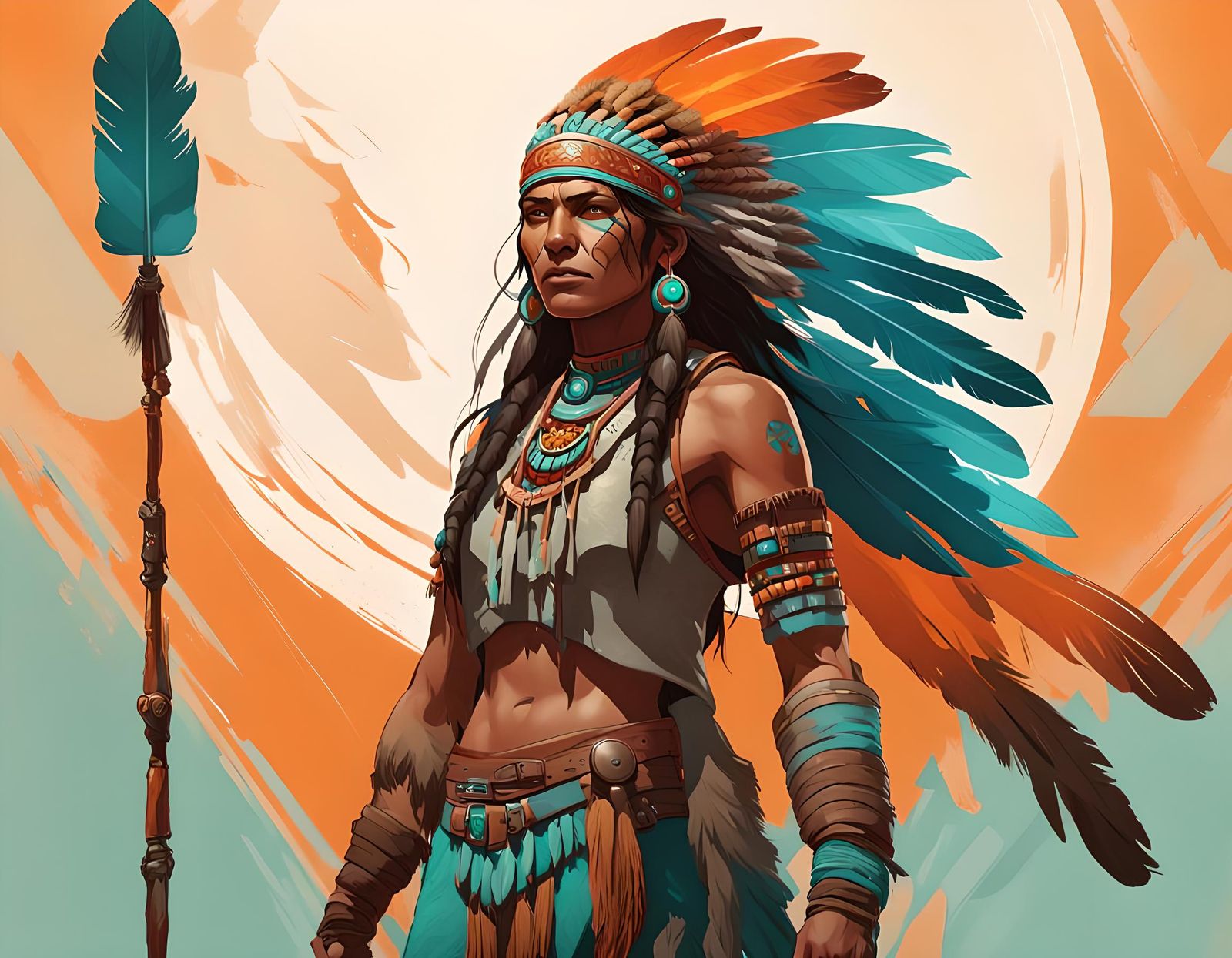 Native American Female Warrior Concept Art
