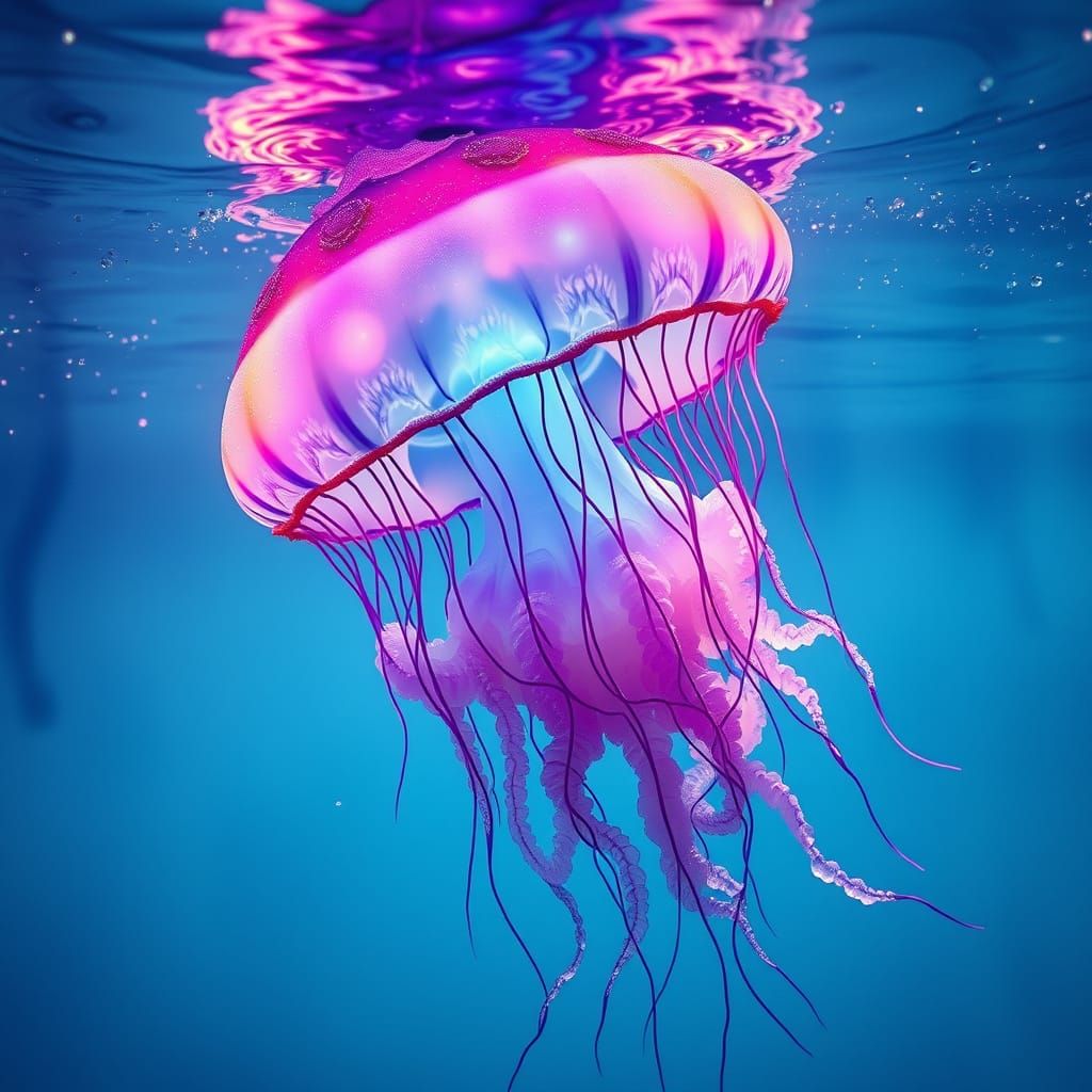 Luminescent Jellyfish in Polychromatic Graffiti Style