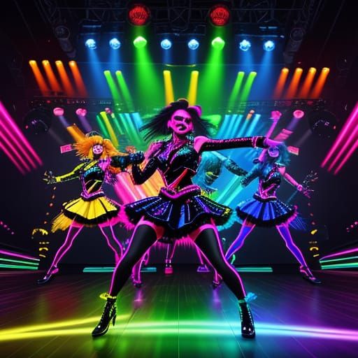 Electric Rock-n-Roll Dance in Vibrant Digital Art