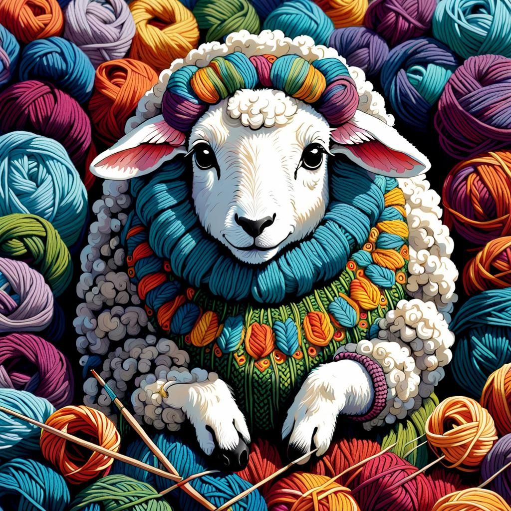 Whimsical Sheep Knits Storybook Sweater in Vibrant Colors