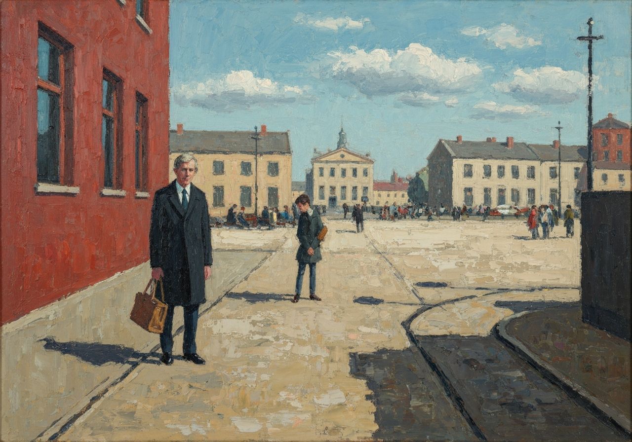 Minimalist Surreal Scene in Impasto and Palette Knife